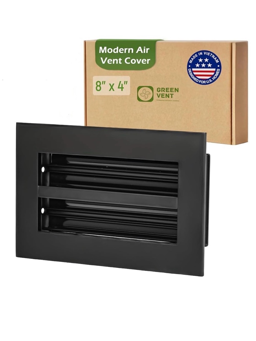Green Vent Modern Black AC Vent Cover 8x4